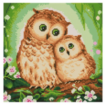 아이러브페인팅 DIY 보석십자수 캔버스형 러블리 30 x 30 cm, 꽃과 부엉이, 1개
