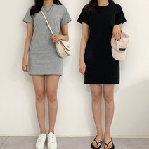 빅사이즈 여자 키작녀/키큰녀 77~120 반팔 라운드 미니/미디 원피스(804)여성 캐주얼 기본 데일리 베이직