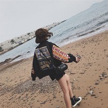 일본 하라주쿠 수 놓은 야구 유니폼 스트리트 패션 커플 재킷 느슨한 복고풍 학교 재킷 여성