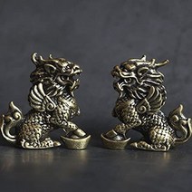 동상 황동 kir kirin 탁상 마을 집 홈 야명주 장식, 4cm3.9cm, a