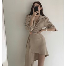 ORNAN 여성 패션 언발 랩 스타일 원피스 C691