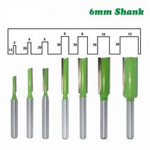 트리머비트 1pcs 6mm 생크 스트레이트 비트 텅스텐 카바 이드 철강 더블 플 룻 라우터 나무 밀링 커터 목공 도구, 6x9.52x20mm