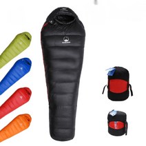 구스 다운 캠핑 성인 미라 슈퍼 라이트 다운 침낭 구스침낭 400-1300g, 블랙 700G 구스다운