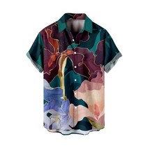 남성셔츠 에스닉 힙한 스타일 프린트 빈티지 셔츠 하와이 패션 턴다운 칼라 긴팔 탑 캐주얼 슬림 핏 블라우스 camisa masculina g3