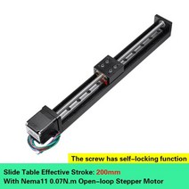 T형 CNC 슬라이딩 테이블 레일 선형 스테이지 이송 가이드 플랫폼 스텝퍼 모터 드라이브 키트 미니 슬라이드 테이블 XYZ 축 테이블, 6mm 피치, 200mm 스트로크