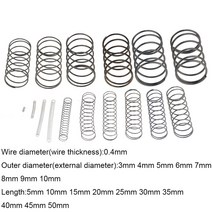 인장스프링 스텐인장스프링 금형 10PCS 0.4*3 4 5 6 7 8 9 10mm * 5-50mm 스프링 스틸 소형 압축 릴리스 기계식 리턴 압력 OD 3mm 4mm, 0.4mm, 15mm