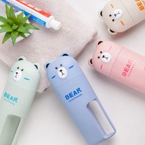 귀여운 디자인 커플 칫솔 치약 양치컵 케이스 보관 통 해외 여행 기내 꽂이 위생 가족용, 코끼리 아이보리