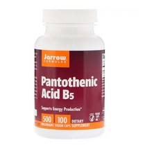 Jarrow Formulas 판토테닉 애시드 B5 500 mg 100 캡슐 판토텐산, 1개, 기본