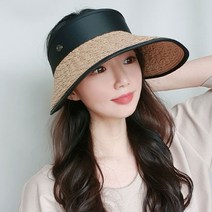 이코마켓 라탄 와이어 벨크로 돌돌이 선캡 밀짚 햇빛가리개 골프 운동 여성 썬캡모자 챙모자 자외선차단 챙모자 여성모자 라피아햇