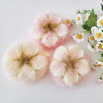 체리블라썸 벚꽃 핸드메이드 손뜨개 아크릴 수세미 3개세트, 혼합컬러 3개세트