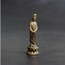 불교용품 순수 고체 구리 미니 포켓 로터스 비즈 관음 진자 황동 포켓 불교 핸들 골동품 청동 높이 약 5 Cm, 한개옵션0