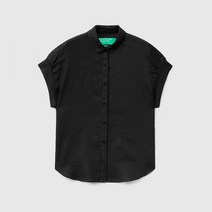 베네통 Shring linen blouse_5BMLDQ03D100