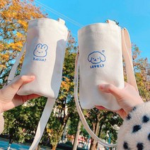 학생물병가방 소풍 피크닉 준비물 텀블러백 캔버스 보틀 크로스백, 쿠팡 토끼