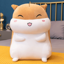 대형 햄스터 인형 리얼 애착 수면 침대 쿠션 생일 집들이 선물, 브라운프릴큐티, 1m피규어쿠션탈부착