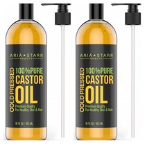 Aria Starr 100% Pure Castor Oil Cold Pressed 아리아 스타 캐스터 오일 16oz(473ml) 2팩, 1개