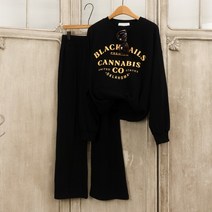 블랙씰 레터링 오버핏 맨투맨 밴딩 부츠컷 트레이닝세트 상하의