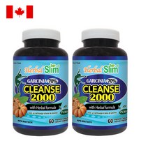 (2팩 할인세트) 캐나다 Herbal Slim 가르시니아 HCA 70% 클린즈 2000 60 식물성 캡슐 체중건강 HS52, 2개