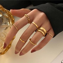 반지 패션 여성 세트 펑크 쿨 Anillos 빈티지 심플 블랙 크로스 체인 조인트 액세서리 주얼리 선물 파티