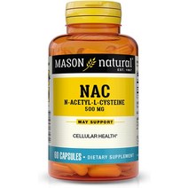나우푸드 nac 영양제 NACC nacl MASON NATURAL NAC N-아세틸 L-시스테인 500 mg - 세포 건강 지원 면역 체계 부스터 일반 건강용 60 캡슐, 1개