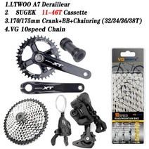 1x10 속도 LTWOO A7 MTB 자전거 변속기 시프터 크랭크 세트 VG 10 S 체인 플라이휠 42T 46T 50T 카세트 10V 그룹 세트151443, 32T, 170mm, 46T Cassette