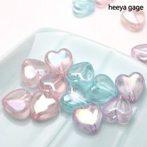 히야가게 AB 투명 둥근하트 비즈 10mm 30개, 퍼플(30개)