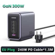 GAN충전기 C타입어댑터 UGREEN 데스크탑 충전 맥북 프로용 GaN 최대 단일 포트 PD3.1 고속 140W, 1.EU Plug