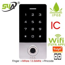 지문인식기 호환 와이파이 키리스 도어 잠금 방수 지문 액세스 제어 가장 저렴한 독립형 키패드 손가락 +, TF1W IC TUYA
