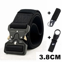로닌 벨트 웨빙 클립 컴벳 서바이벌 전술 군용 허리띠 훈련 허리 생존 후크 금속, 3.8cm b 벨트 2 후크, 125cm