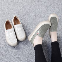 이나슈즈 발편한 소가죽 펀칭 슬립온 3cm 여성 여름 끈없는운동화