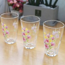 기타 바보사랑[리빙톡톡]DS-L40일본 아델리아 쥬스컵 겸 유리컵 3P세트, 레드플라워