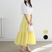 프롬코 자체제작 여성 티어드 캉캉 롱 스커트 FRC201