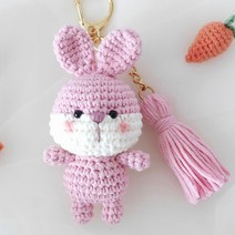 JW손뜨개 귀여운 동물 키링 (곰 토끼 고양이) 만들기 패키지, 핑크토끼