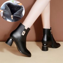 제이시 여성 겨울 퍼 앵글부츠 5cm B010