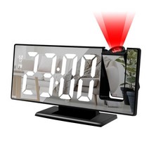 SJSHOP 사무실 호텔 벽 가정 천장을 위한 프로젝션 알람 시계 180° 회전 가능한 침대 옆 시계, ABS 수지, 검정 흰색
