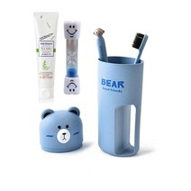신신살롱 3분 바른양치 귀여운 곰돌이 완벽 양치세트, 핑크