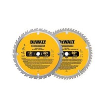 디월트 10-인치 45도 / 테이블 톱 블레이드s 60-Too세대 크로스커팅 & 32-Too세대 General Purpose 콤보 포장(DW3106P5), Saw Blade Combo Pack/ 10 In./