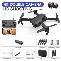 입문용 촬영용 미니 드론 KBDFA-E88 Pro RC 쿼드콥터 드론 4K HD 와이파이 FPV 1080P 카메라 높이 유지 Rc, 19 black-4K-2 C-1B