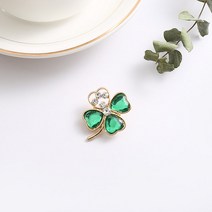 1+1 네잎클로버뱃지 행운 응원 선물 수유역 노점 럭키 커플 남여공용 네잎클로버 브로치, AC