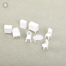 미앤하우스 미니어처 다이닝 의자 침대 옆 테이블 모델 미니 인형 집 가구 장식 래커 페인트 칠 1:75 스케, 01 B