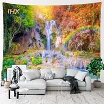 셀프 도배 벽지 단열 부분 실크 붙이는 수입 폭포 숲 태피스트리 벽걸이 방 장식 자연 풍경 나무 큰, 11 IHX69-11_02 S-150cmX100cm