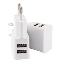 듀얼 USB 전원 어댑터 충전기 2A 여행 EU 플러그 휴대용 벽 Led 스트립 전화에 대 한 케이블, WHITE, 01 WHITE