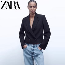 ZARA 여성 블랙 블레이저자켓 캐주얼 숏재킷 크롭 2447640 800