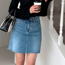 여성 데일리 비에니 컷팅 데님 미니 스커트.디작소