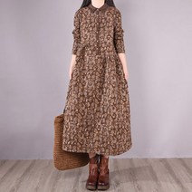 여성 퀼팅원피스 롱 누빔 플라워 카라