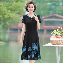 40대 50대 중년여성 여름원피스 롱원피스 쉬폰 엄마 꽃무늬ZH23033117