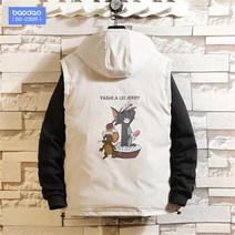 인기신상 남성 가을겨울 톰앤제리 하이넥 후드 고급 패딩 조끼~5XL