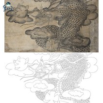 운룡도 민화 도안 본 민화그리기 본그림 공모전 취미 원데이클래스 컬러링 수업자료 민화본, 고급 닥순지, 중형