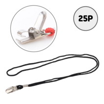 마스 클립형 명찰 스트랩 10P 25P 50P 100P 학생증 목걸이끈 목걸이줄 출입증 케이블 교통카드 걸이줄 걸이끈 명찰줄 명찰끈 사원증 케이스줄 케이스끈 패찰끈 패찰줄 신분증, 25개, 검정