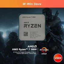 AMD Ryzen 7 5800 R7 3.4 GHz 8 코어 16 스레드 65W CPU 프로세서 100-000000456 소켓 AM4 5800X 와 동일 중고, 한개옵션0
