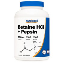 해외 Nutricost Betaine 베타인 펩신 790mg 240캡슐, 3개